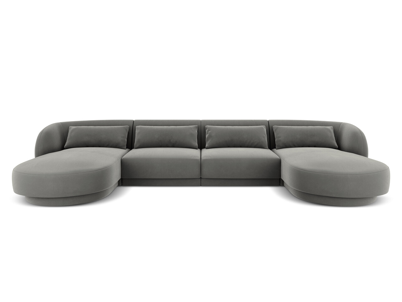 Coltar panoramic 5 locuri, Tulum, Cosmopolitan Design, 330x156x70 cm, catifea, gri deschis - imagine 6